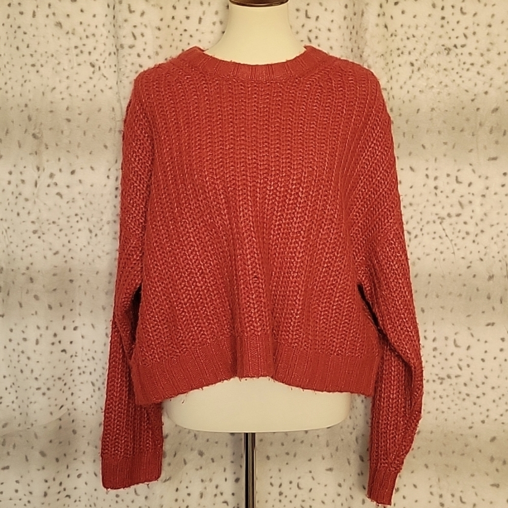 American Eagle red cropped heavy knit sweater ladies Lg